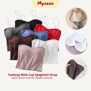 MYUZUU Baju Tanktop With Cup BR361 Singlet Daleman Wanita Atasan Wanita Tank top Fashion Nyaman