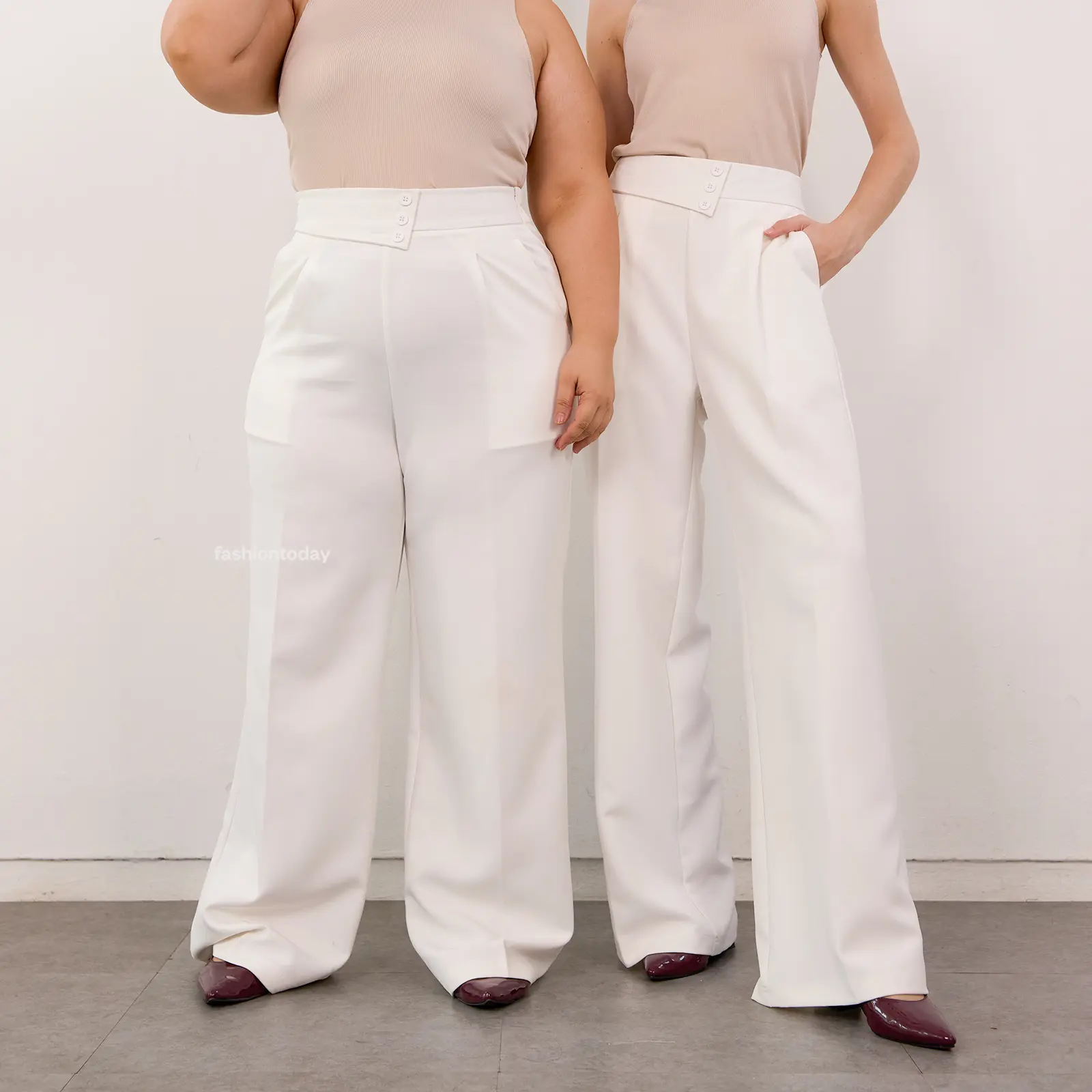 Kenzie Pants Fashiontoday - Celana Panjang Wanita Straight Highwaist Premium - Bisa Sampai Big Size S-M, M-L 100kg
