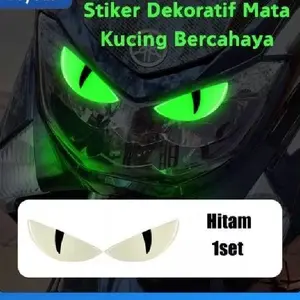 3D Sticker Motor Sticker Lampu Stiker Dekoratif Mata Kucing Bercahaya Stiker Reflektif Mobil Hias
