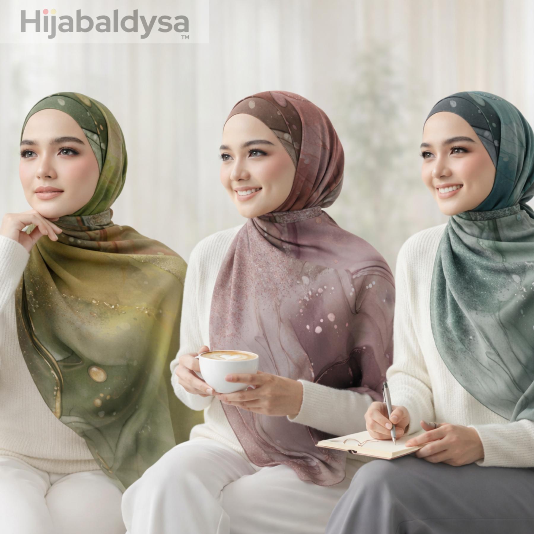 Hijab Pashmina Motif Ceruty Marble Flow Shawl Elegan & Aesthetic Bahan Soft Ringan Lembut Ukuran 180x70 cm Cocok untuk Daily Look dan Acara Formal by Hijabaldysa