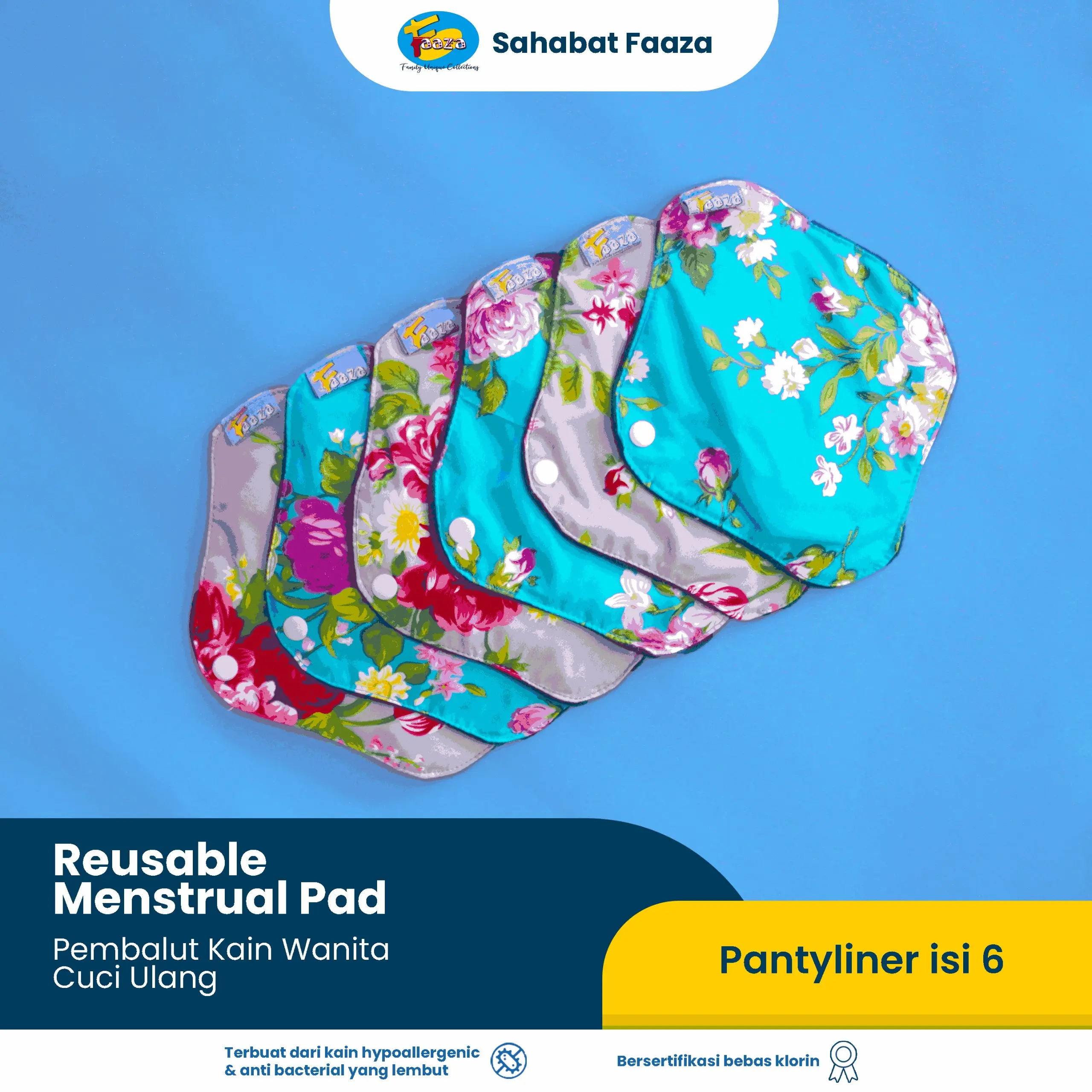 Faaza pantyliner motif katun/pembalut kain cuci ulang kering/menspad cuci ulang/pembalut grosir/menspad grosir waterproof katun days serap