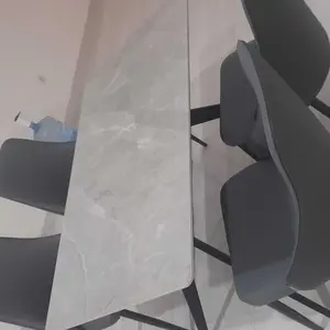 STARLEAD Set Meja Makan Sintered Stone Altitude 120cm Calacatta Grey Motif Marmer 4 Kursi | Dining Table Minimalis | Stylish Furniture