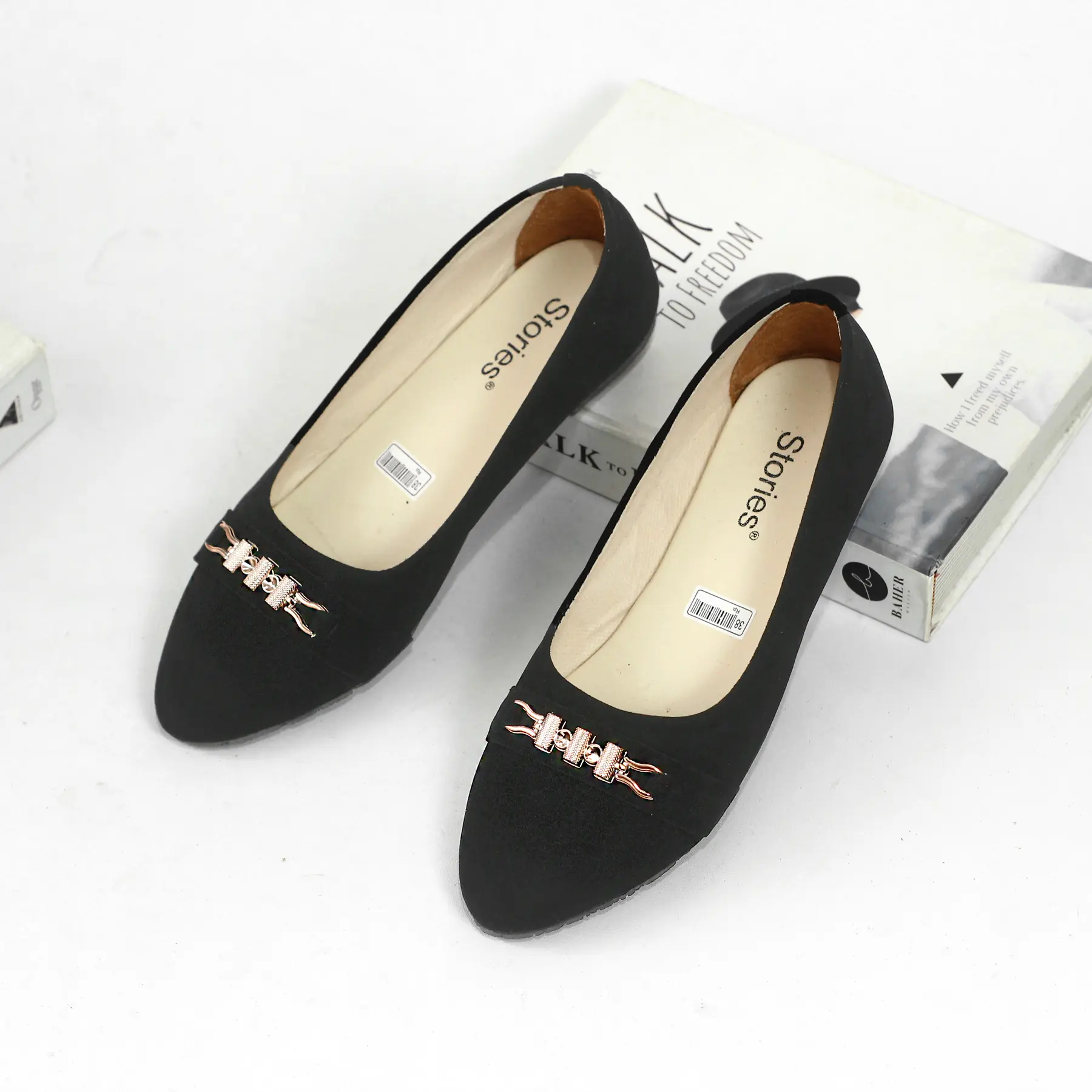 Flatshoes Wanita BL14 untuk Kerja dan Keseharian Hitam
