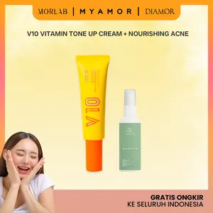 MORLAB - PAKET COMBO ACNE ( 1 PCS MORLAB V10 VITMANIN TONE UP CREAM + 1 PCS NOURISHING ACNE CARE MIST ) ) Acid Kusam