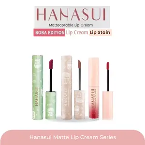 Hanasui Mattedorable Lip Cream | Matte Dorable LipCream Lipstick Cair Mate Hanasui | BOBA EDITION | Hanasui Liptint  Lipstik Bibir Liquid Gloss