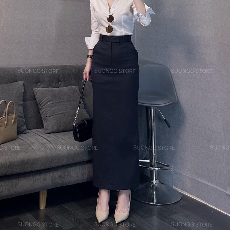 - Chân váy lưng Tây xẻ sau chất chéo mịn, dài 92cm SUONGG