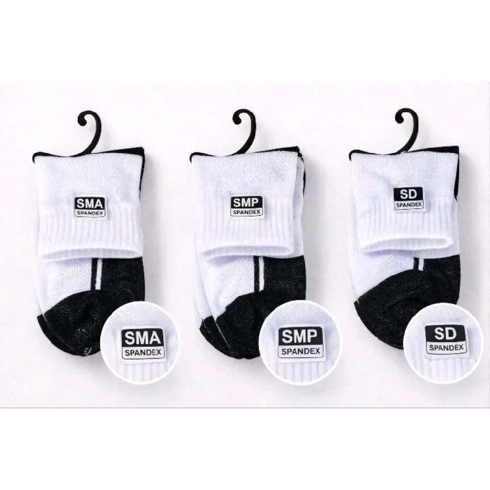 Paket Isi 1-3-5 Pasang Kaos Kaki Sekolah Pendek SD SMP SMA Hitam Putih Spandex