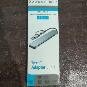 Quinton USB Type C Hub aluminium 8 in 1 USB 3.0 2.0 dengan SD Card, TF Card r, Audio Jack untuk MacBook Laptop PC Computer Kabel Multifungsi card reader iphone 15