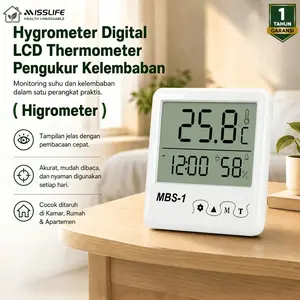 MISS LIFE Higrometer dan termometer digital untuk mengukur kelembapan serta suhu ruangan secara akurat. Cocok digunakan di rumah, gudang, taman, maupun area penyimpanan agar kondisi udara tetap terpantau dengan baik