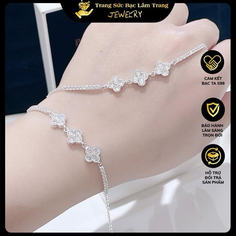 Lắc tay cỏ 4 lá , mẫu lắc tay nữ được làm từ bạc ta nguyên chất s99 LTJ 2213 trang sức diện hè cho phái nữ