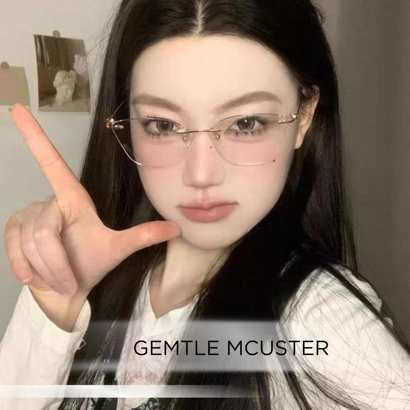 Kính Cận Thị Mắt Mèo Không Gọng, Thiết Kế Dễ Thương Và Gợi Cảm, Phong Cách Cổ Điển Dễ Chịu, Sợi Vàng Siêu Nhẹ, YD15 8132 Women