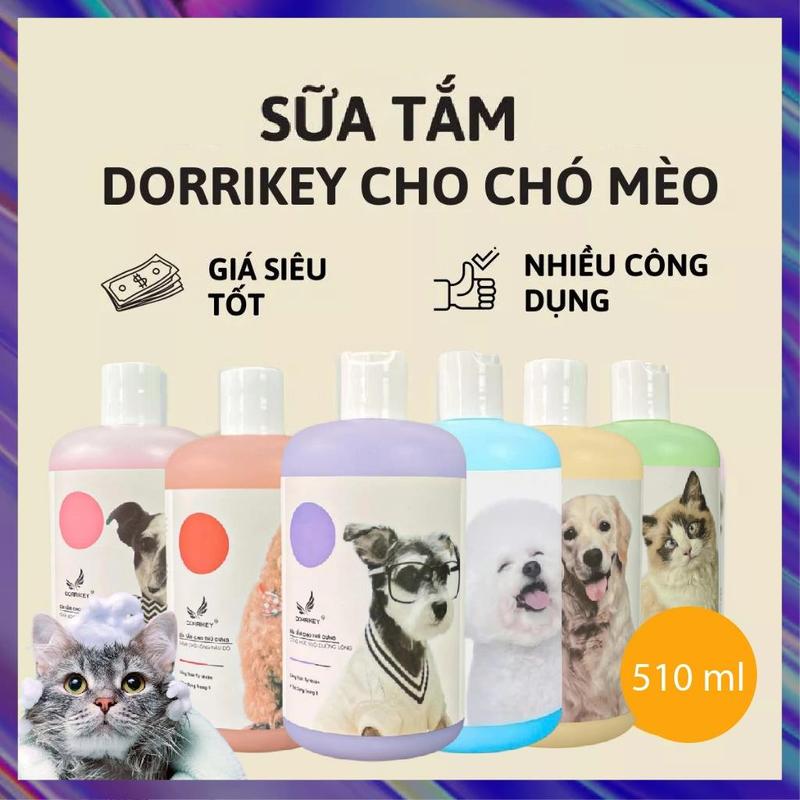 dáng đẹp Sữa tắm cho chó mèo , sữa tắm Dorrikey ngừa ve rận nấm ngứa mượt lông…