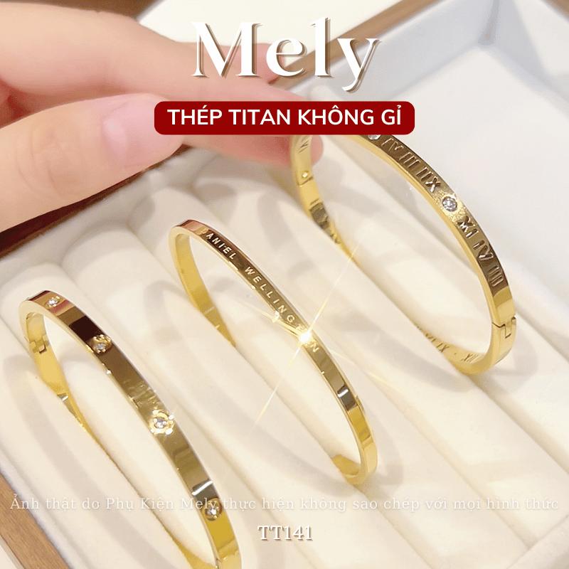 Vòng tay cuff nữ thép titan không đen gỉ phong cách Phụ Kiện unisex Mely TT141