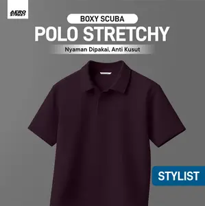 Aerostreet Max Kaos Polo Scuba Pria Maroon Polo Scubashirt Kerah Cowok Men Casual Tidak Mudah Kusut Clean Look