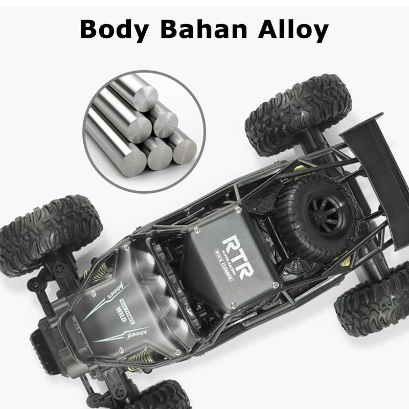Mainan Mobil Remote Control Besar 4WD 1:16 RC Mobil Offroad Bahan Alloy 2,4GHZ Lampu Bisa ON OFF
