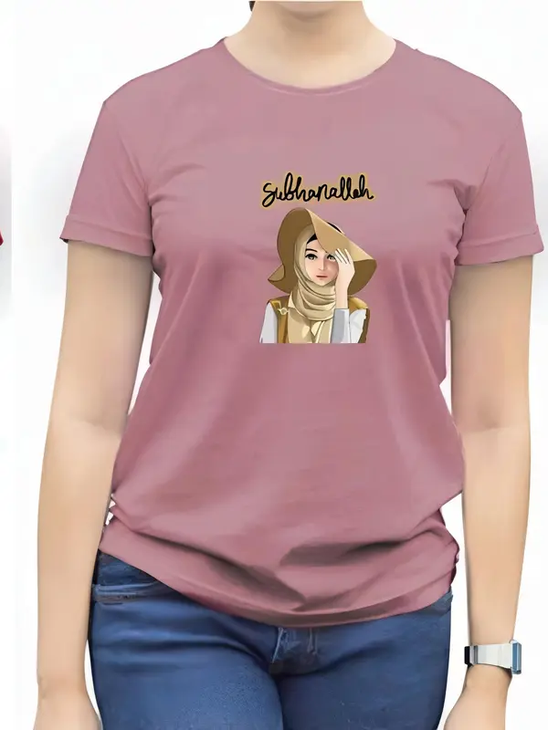 Kaos Bahan TC Baju wanita / Dewasa Size M L XL XXL Atasan Pendek Oblong Katun Tee / SUBHANALLAH Distro Tshirt Basic Cewek Santai 2