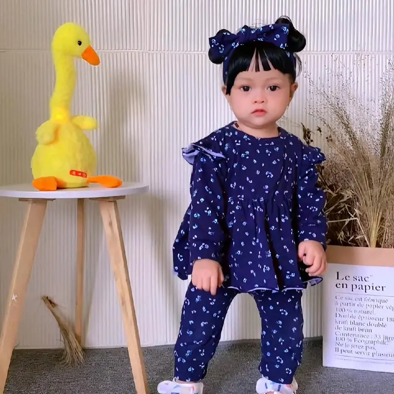 NCC- Usia New Born - 18 bulan Setelan Panjang Baby Perempuan ISVARA Free Headband Oneset Baju lengan panjang bayi Cewek Katun Bunga 7