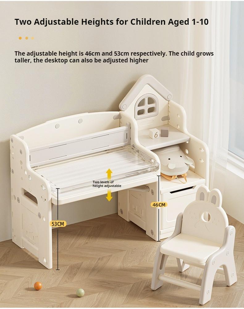 Product Introduction of 【GraceLife】4 in 1 Kids Study Table With Chair/Storage Cabinet/Free Gift（Blocks/Brushes/Eraser） 41