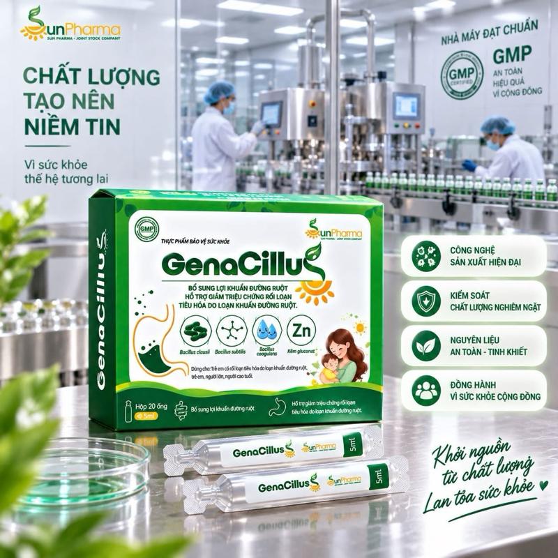 2 HỘP MEN Genacillus -Bổ Sung 3 Chủng Lợi Khuẩn & Kẽm, Hỗ Trợ Cân Bằng Vi Sinh, Tiêu Hóa Tốt Hơn, Phù Hợp Trẻ Nhỏ & Người Lớn