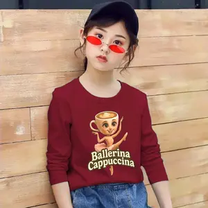 AERASTORE Kaos Anak Cewek Lengan Panjang ANOMALI BALLERINA CAPPUCCINA VIRAL Atasan Anak Cewek Fashion Motif