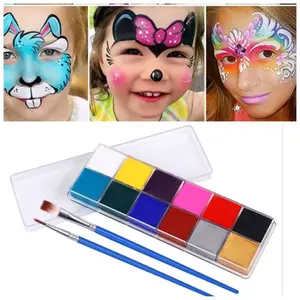 12 Warna Body Face Painting free 2 kuas Cat Wajah Painting Wajah Body Painting Palette Wajah
