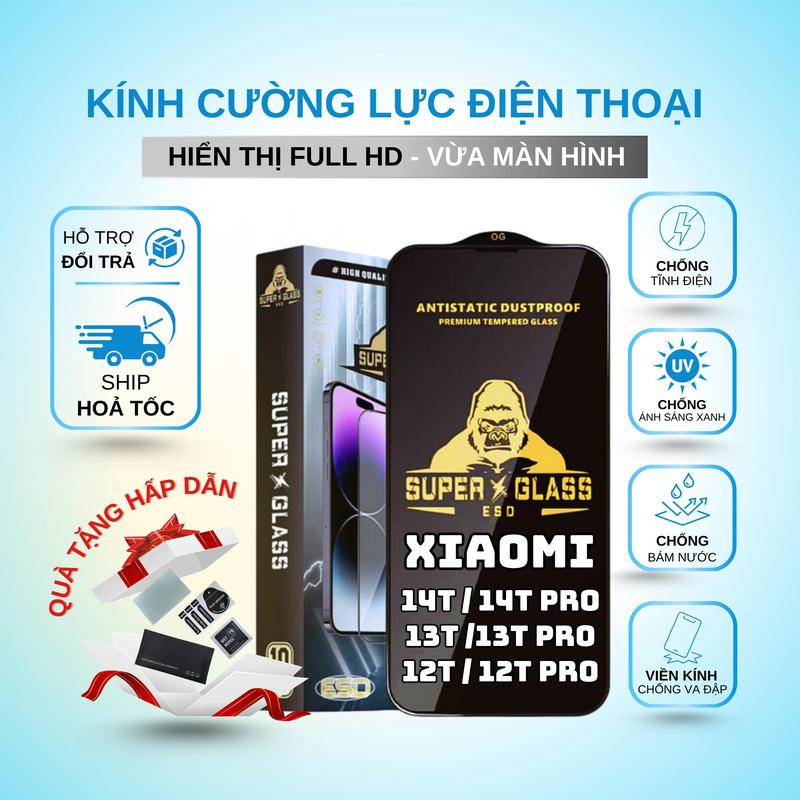 Kính cường lực cho XIAOMI 14T, 14T PRO, 13T, 13T PRO, 12T, 12T PRO Super Glas…