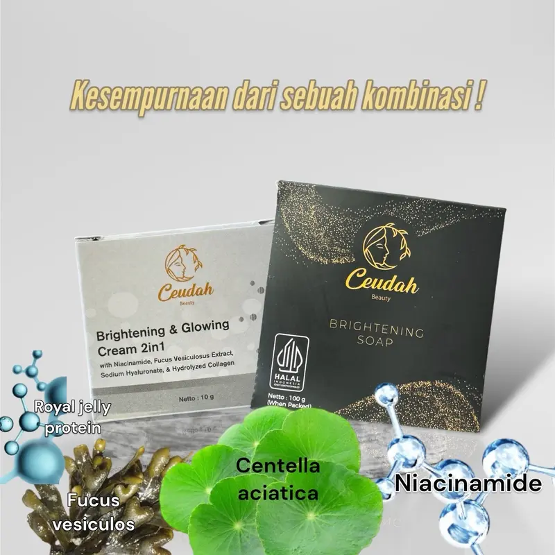 CEUDAH BEAUTY PAKET GLOWING (cream & bar soap) Perawatan Mencerahkan Wajah Pencerah 2