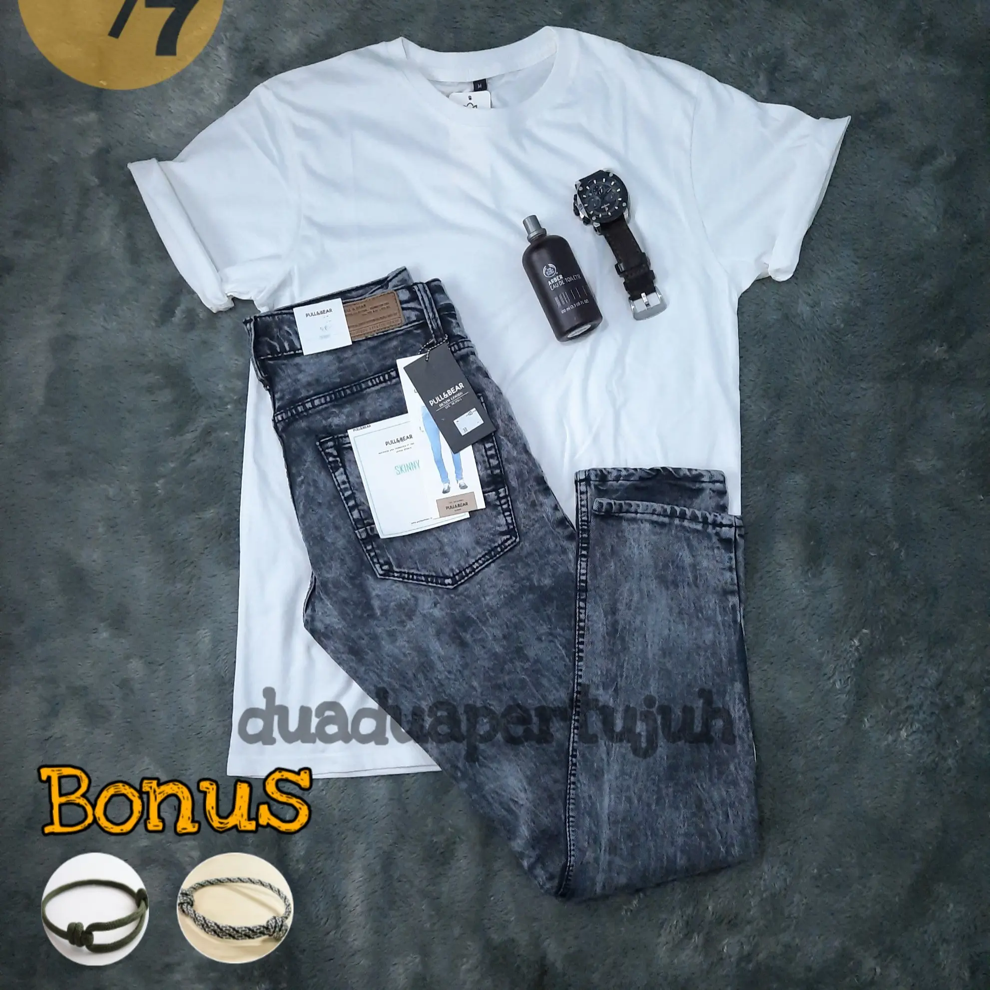 SATU PAKET CELANA KAOS DAN JAM TANGAN CELANA PANJANG PRIA CELANA LEVIS PANJANG PRIA