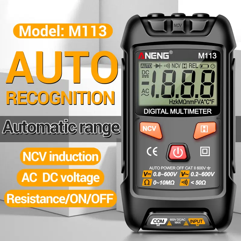 ANENG Digital Multimeter Portable NCV Non Contact 1999 Count 600V - M113 - Black 0