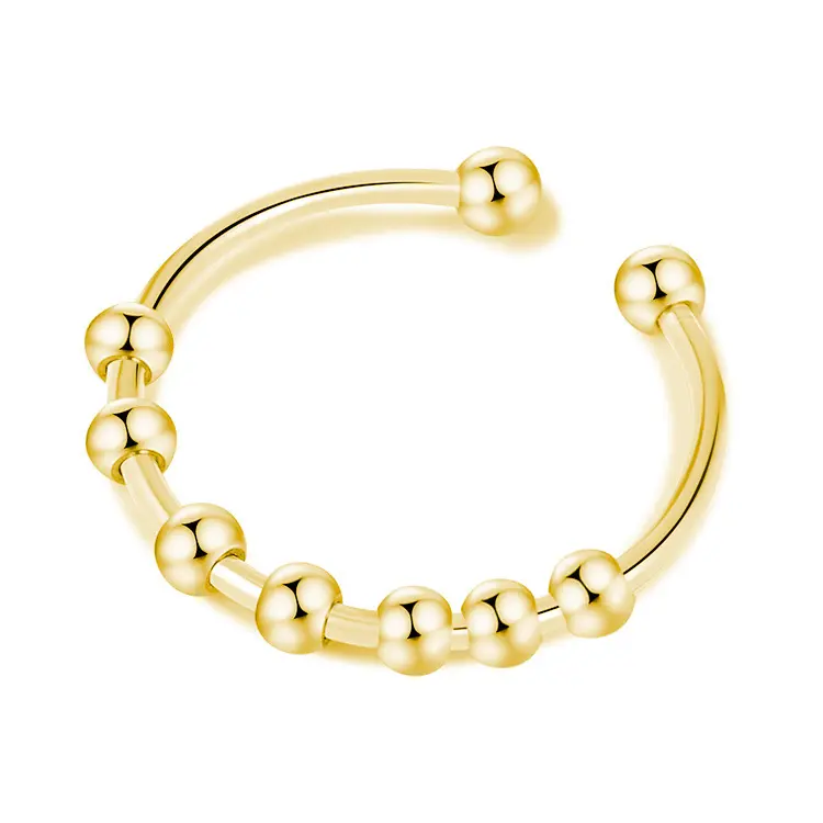 Stainless steel adjustable pressure ring DIY bead rotatable decompression ring