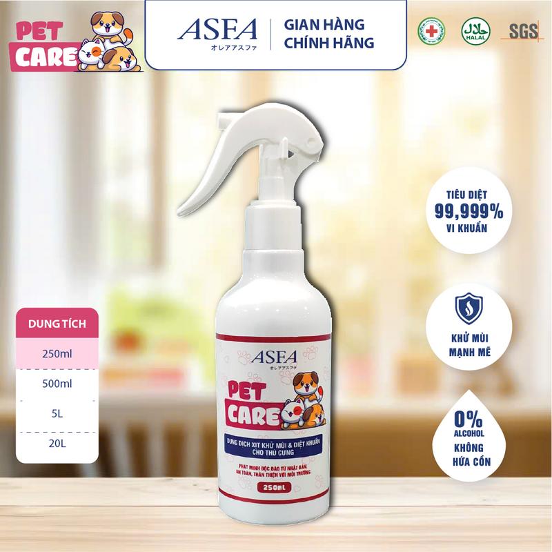  Xịt Khử Mùi Diệt Khuẩn An Toàn Cho Thú Cưng ASFA Pet Care 250ml 
