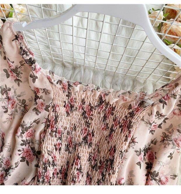 Product Introduction of Retro Floral Crop Top for Women Long Sleeve High-waisted Short Blouse Off-shoulder Shirt 15