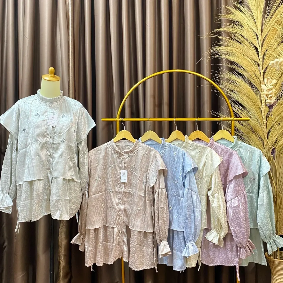 Blouse Wanita - Clavira Layer Payet Premium dan Mewah Atasan Wanita Baju Lengan Panjang