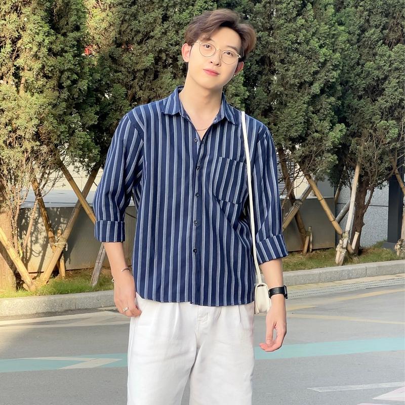 Áo Sơ Mi Nam Dài Tay Brand HB Phối Kẻ Sọc Chất Liệu Oxford Dày Dặn SM18 áo sơ mi nam đẹp đi đám cưới