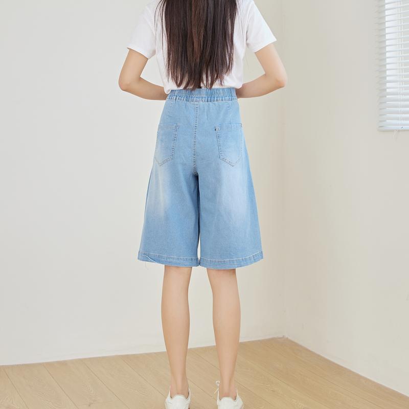 Product Introduction of Silverworld 10117  wide leg jeans high waist loose knee length denim pants 25
