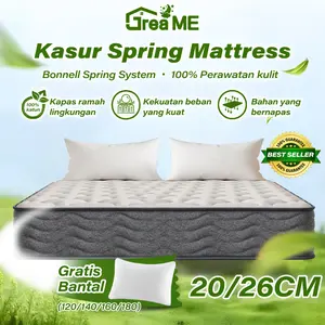 GREAME Kasur Springbed Spons Busa Pocket Spring 20/26cm Matras Bernapas Anti Lembab Anti Tungau getah karet 160×200 180x200
