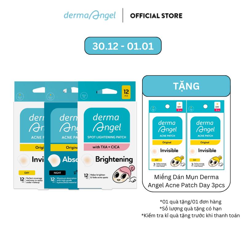 Combo 3 Miếng Dán Mụn - Derma Angel Acne Patch Day 12 Night 12 Spot Lightening Patch 12 