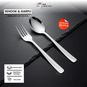 Sendok Garpu Makan Stainless Steel beli sendok 10 pcs gratis garpu 10 pcs | Cocok untuk Catering & Warung