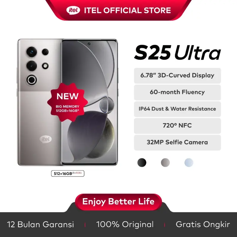 Official itel S25 ULTRA 8+8/ 512GB - 6.78"FHD+ Amoled 3D 120hz - 6.9mm Ultra Slim Design - NFC - IP64