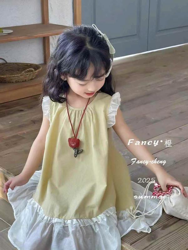 [VHH065] Quần áo trẻ em, Set váy  kèm vòng cổ QCCC loại 1 chất tơ mềm mát, nhẹ phong cách dễ thương cho bé gái 2