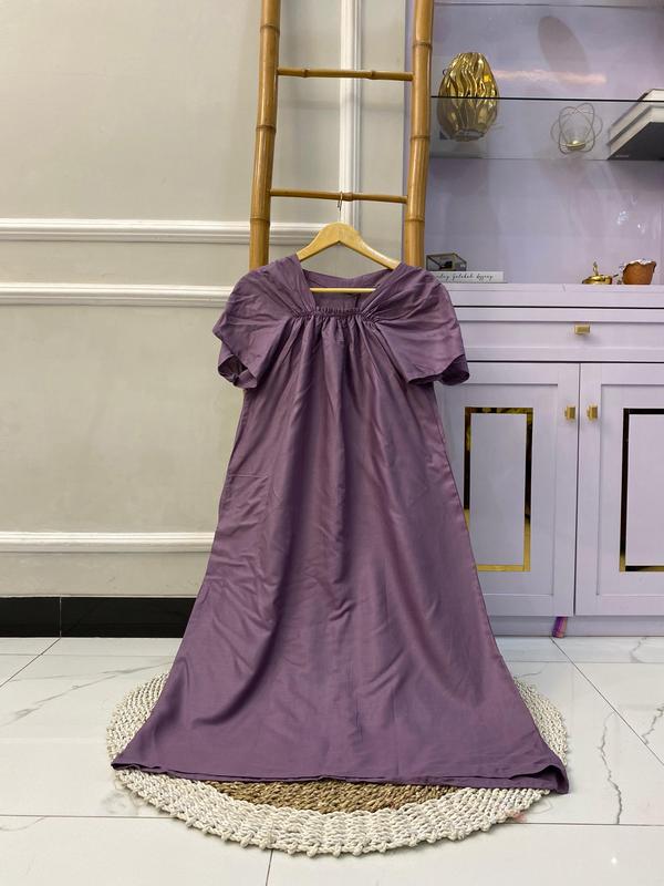 Daster Fuji Polos Isi 2 Pcs Busui Karet Terlaris Lengan Lonceng A-Line Manis Katun Rayon Lembut Motif Oversize Dress Tidur Nyaman 8