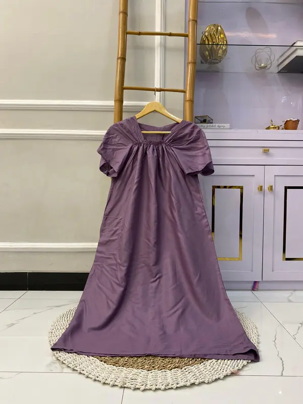 Daster Fuji Polos Isi 2 Pcs Busui Karet Terlaris Lengan Lonceng A-Line Manis Katun Rayon Lembut Motif Oversize Dress Tidur Nyaman 8