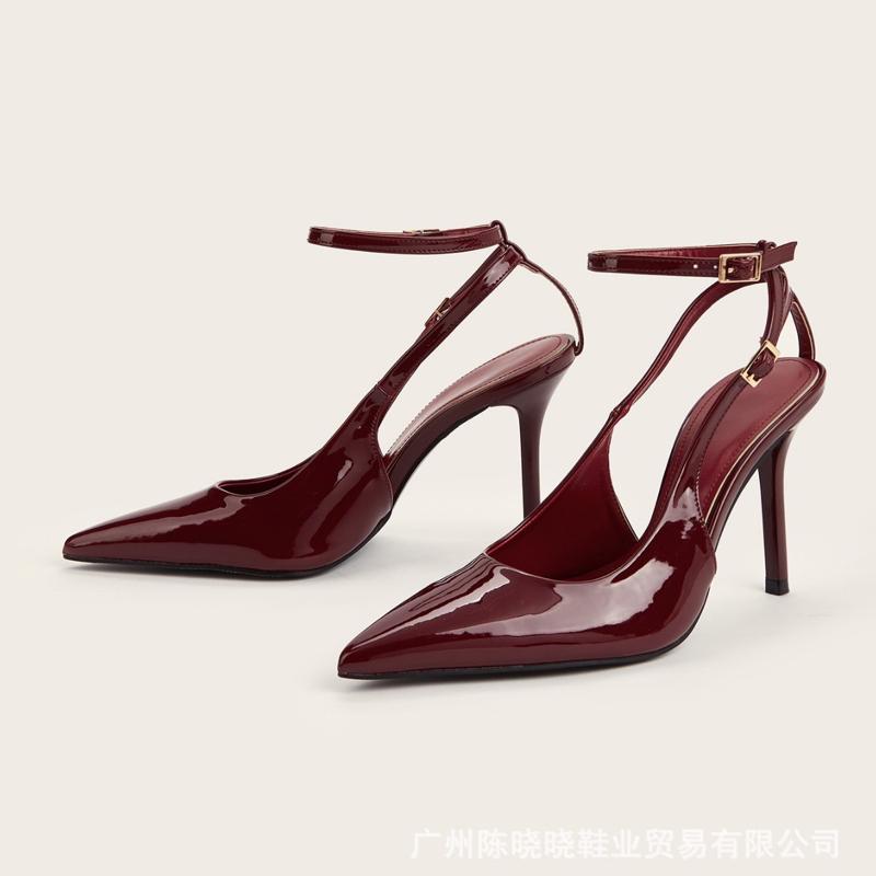 HM 01- Giày sục cao gót mũi nhọn chất da bóng gót cao 7cm 9cm dành cho nàng đi chơi đi tiệc đây ạ