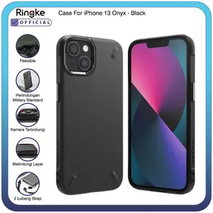 Ringke Casing Compatible For iPhone 13 Onyx Black Hitam Case No Yellowing Anti Slip Anti Crack Cover Handphone Softcase Melindungi Layar Kamera Slim Armor Tough Rugged Shockproof Tipis TPU Tahan Banting Bentur Protect Camera Screen