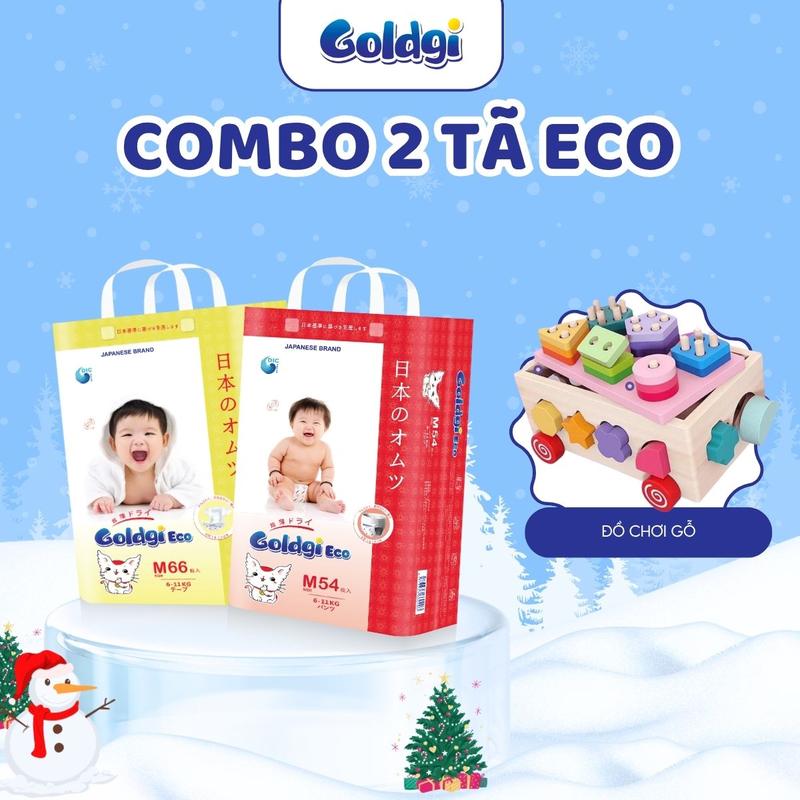Combo 2 bịch bỉm Goldgi ECO cho bé đủ size Có Tã Quần Cho Bé Hoặc Tã Dán Tặng Quà Tự Chọn Dễ Thương
