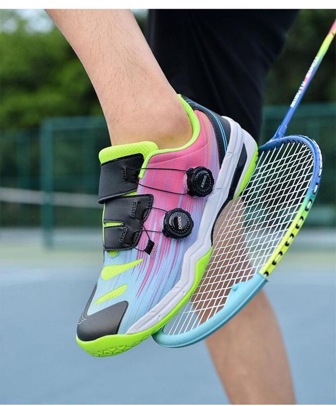 Product Introduction of 36-46 Professional Badminton Shoes for Men Double Rotating Buckle Tennis Shoes Wear-resistant Non-slip Table Tennis Shoes Couple's Training and Competition Sneakers Plus Size 20