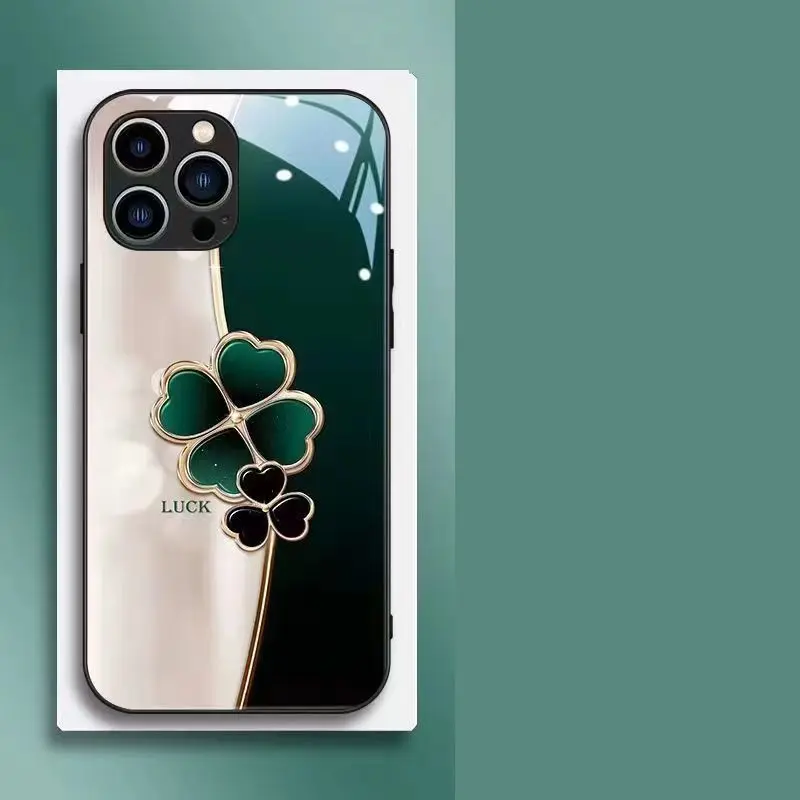 VỏIphone cỏ bốn lá may mắn, vỏ cứng sáng tạo, chất liệu nhập khẩu cao cấp, nắp lưng ốp điện thoại siêu sáng. Tương thích với iPhone7 / 8 / X /11/12/13/ 14 / 15PROMAX phù hợp với các mẫu iPhone thông thường trên thị trường