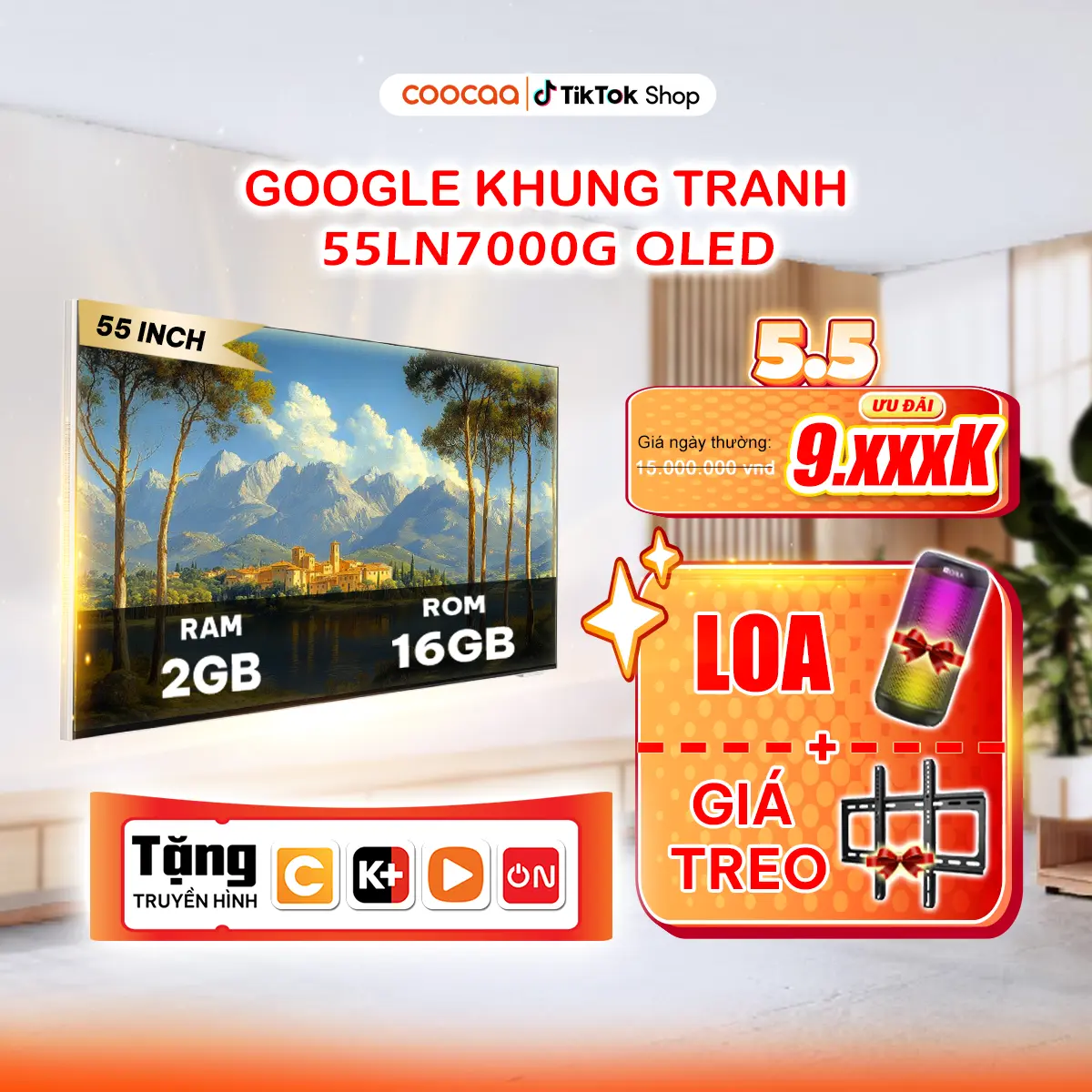 【5 ĐƠN ĐẦU: TẶNG GIÁ TREO + LOA】Google Tivi Khung Tranh Frame+ 55LN7000G - 55 inch - Màn Hình Siêu mỏng - Bảo Hành 2 Năm - Remote Điều Khiển Giọng Nói – Bluetooth - Kho Tàng Ứng Dụng  - Wifi - Âm Thanh Dolby - Bảo Vệ Mắt tv coocaa tivi  treo tường 4k