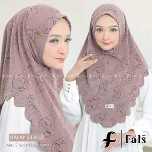 Fals Hijab Instan Malay SILA LC Matt Snow White dengan Detail Motif Elegan Bordir untuk Tampilan Lebih Stylish dan Segar