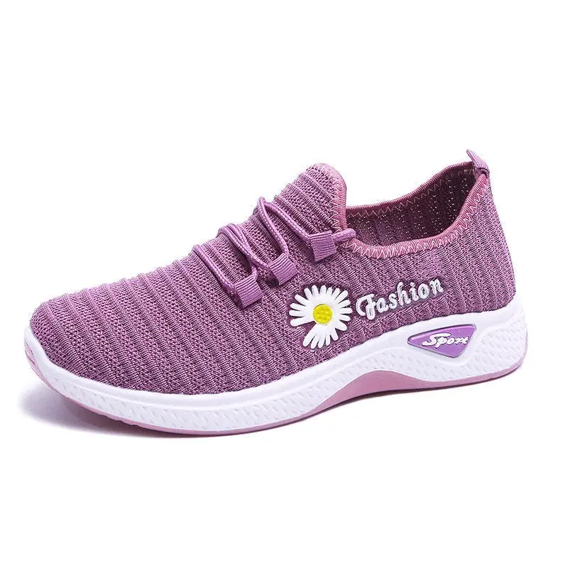 SNEAKERS SPORTY WANITA MOTIF POLOS RAJUT RUNNING SW03 / SW03N /Sepatu Sneakers sporty kanvas Karet Shoes Casual Hitam Merah 7